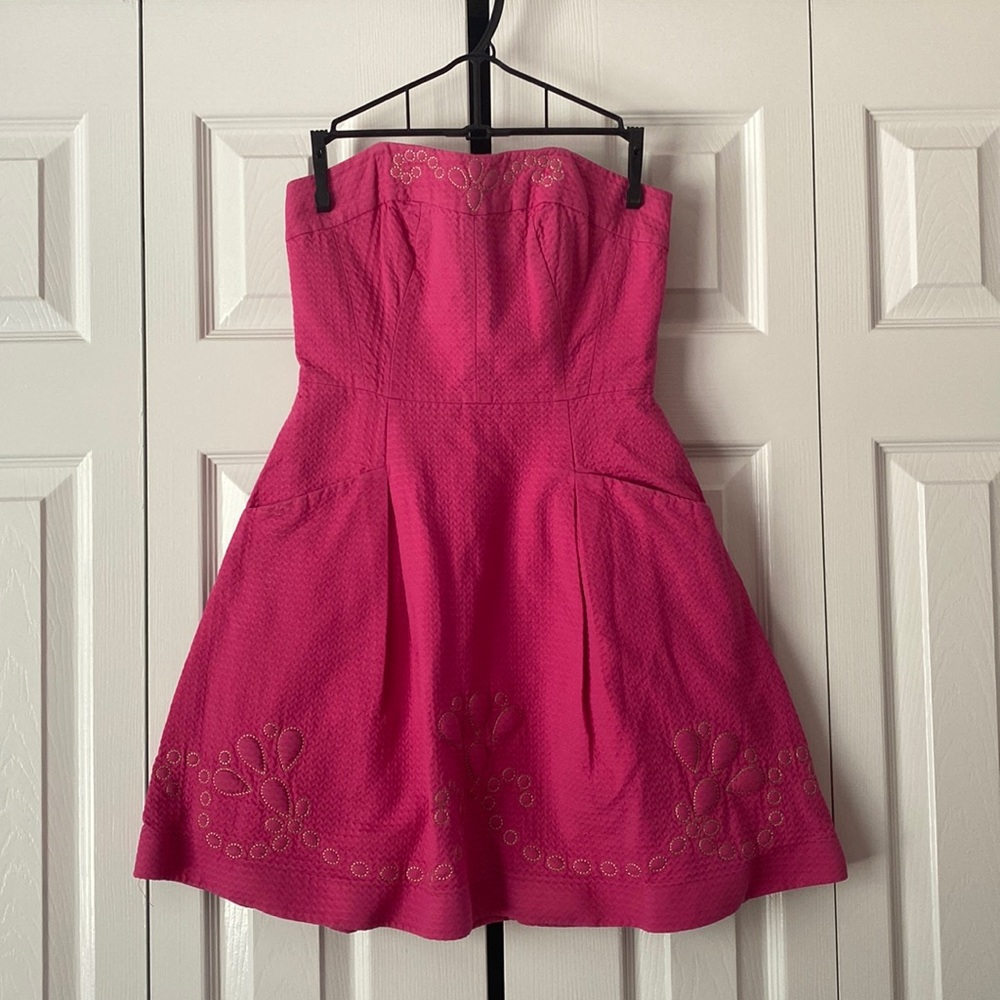 LILLY PULITZER strapless sweetheart pink dress